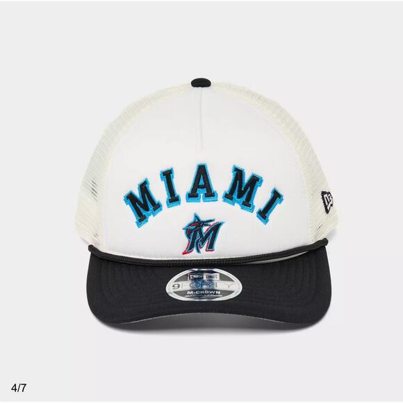 NEW ERA MIAMI MARLINS MLB 9FORTY M-CROWN A-FRAME TRUCKER HAT NWT - Picture 4 of 7